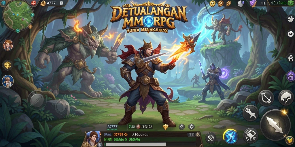 Screenshot tampilan gameplay A7777 dengan karakter dan pertempuran yang epik.