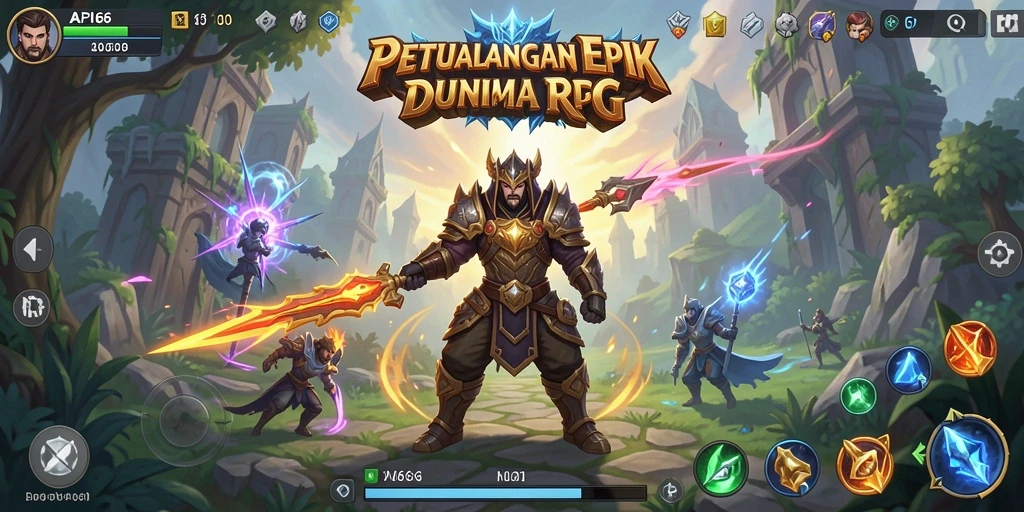 Tangkapan layar menunjukkan aksi laga seru di dunia RPG API66.