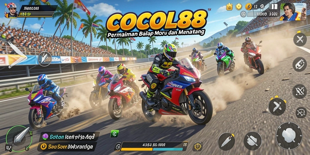 Tampilan menegangkan dari gameplay COCOL88 saat balapan motor.