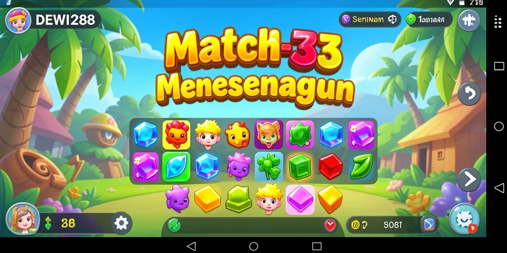 Tampilan gameplay DEWI288 yang menarik dengan kombinasi objek Match-3.