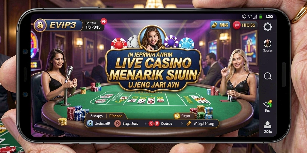 Tampilan gameplay Live Casino yang seru dan interaktif di EVIP3.