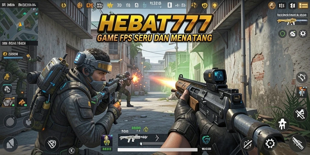Screenshot utama HEBAT777 menampilkan aksi tembak-menembak yang mendebarkan.