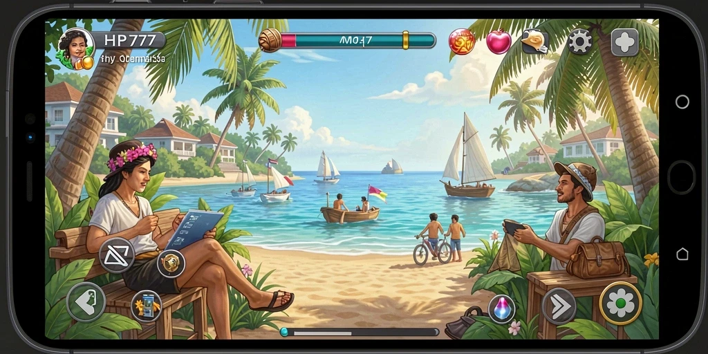 Tampilan gameplay HP777 yang ceria dan menarik.