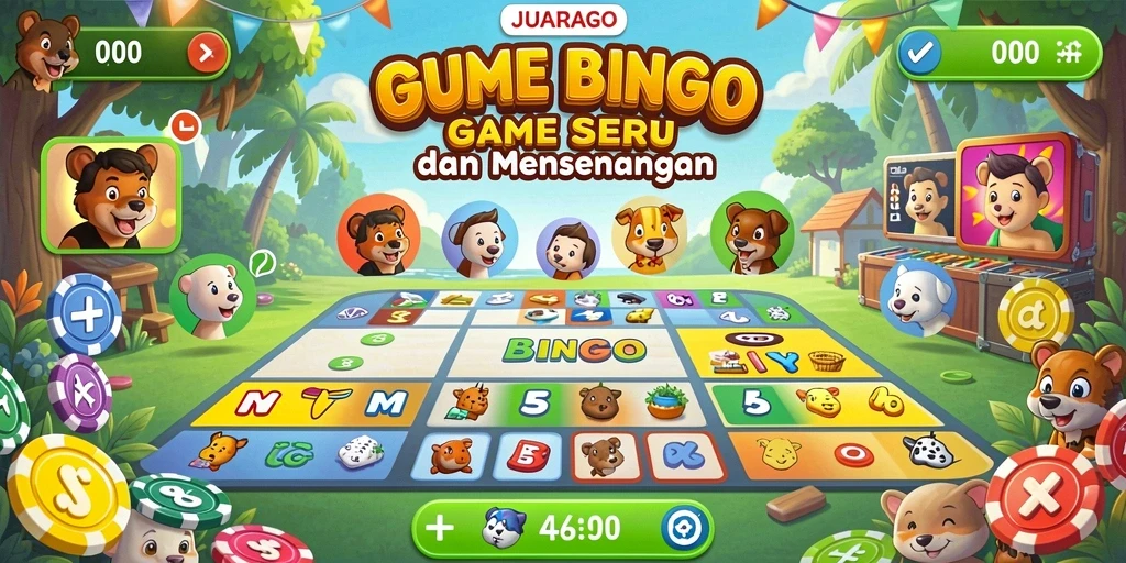Tampilan menarik gameplay JUARAGO yang menampilkan permainan bingo.