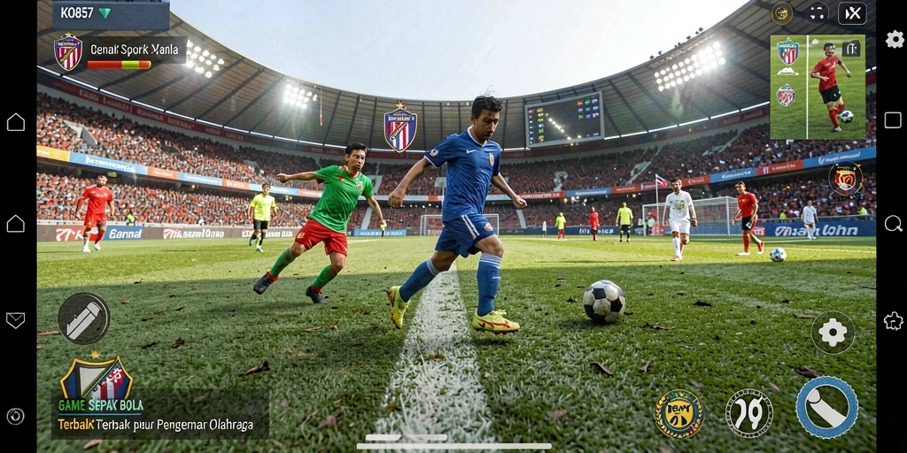 Screenshot menampilkan pertandingan sepak bola yang mendebarkan di KO857.