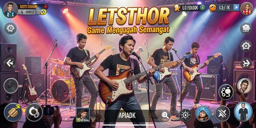 Tampilan menarik dari gameplay LETSTHOR yang penuh semangat musik.