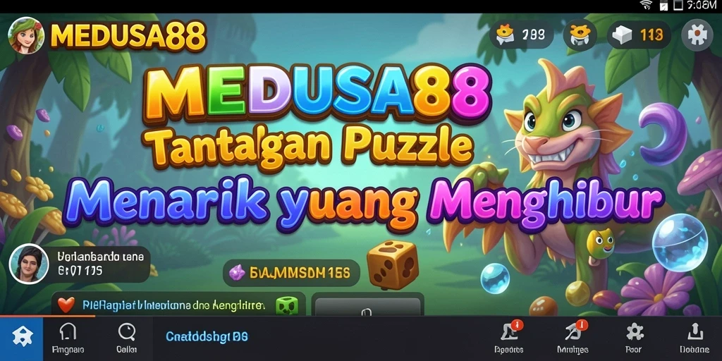 Tampilan gameplay <strong>MEDUSA88</strong> yang penuh warna dan tantangan puzzle.