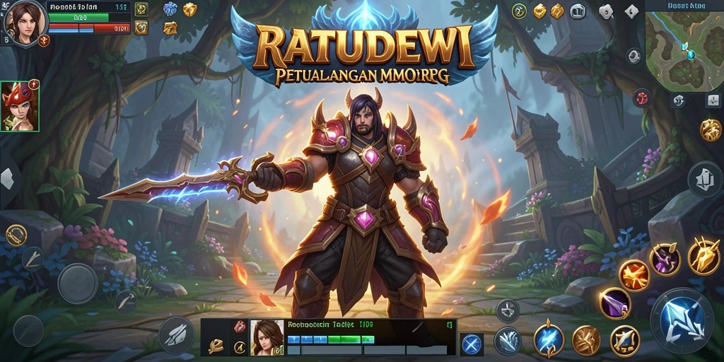 Screenshot permainan <strong>RATUDEWI</strong> menampilkan aksi seru dalam pertarungan melawan monster.