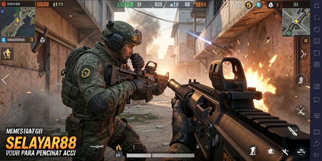 Gameplay mendebarkan dalam <strong>SELAYAR88</strong> dengan aksi tembak-menembak yang seru.