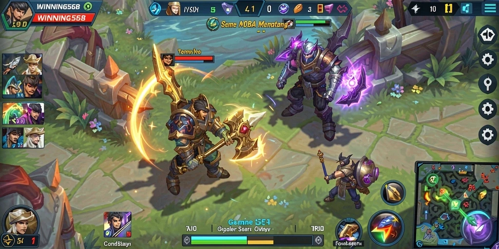 Tampilan aksi seru dalam gameplay MOBA WINNING568.
