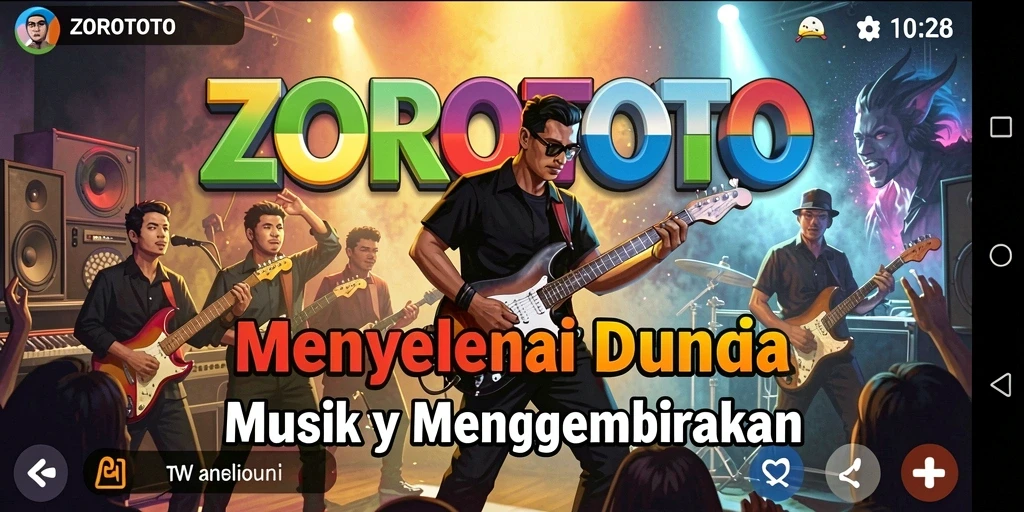 Tampilan gameplay ZOROTOTO yang penuh ritme dan warna.